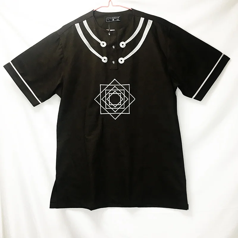 
Vintage Shirts Nigerian Mens Style African Shirts Men Dress Clothing Made With Linen Fabric 