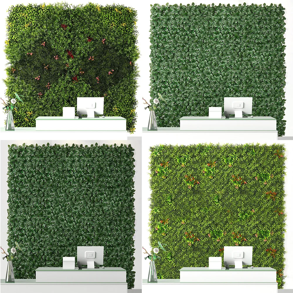 UV Outdoor Fake Grass Hedge Jungle Vertical Plants Wall Artificial Wall Hanging Plant Green Grass Wall for Home Decoration