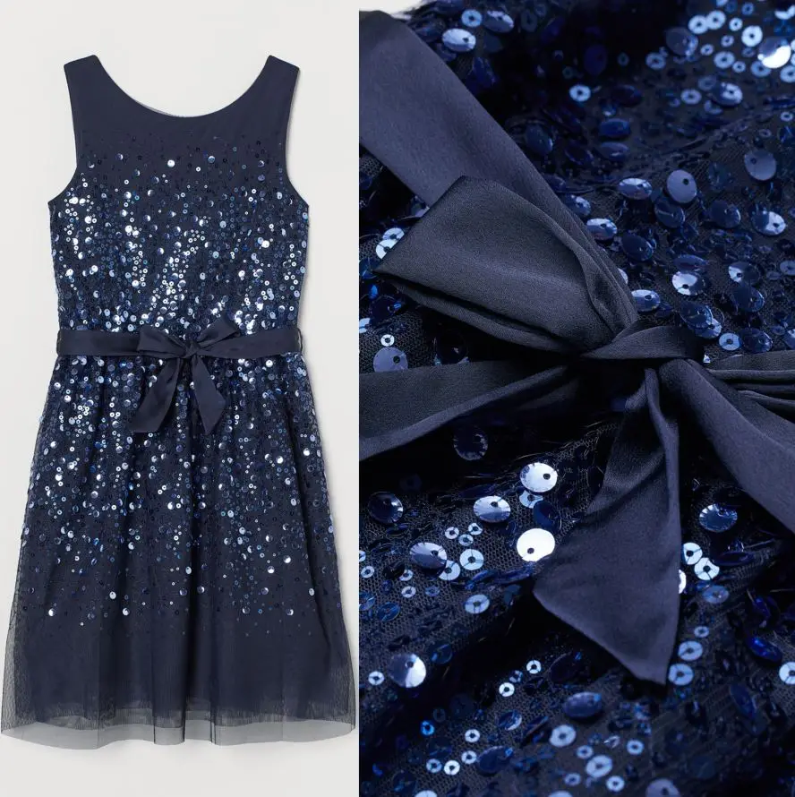 Customized Available Baby Kids Clothes High Quality New Fashion Summer Sequined Tulle Girls Birthday Dresses