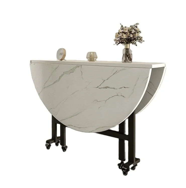 High Quality Hot Selling Glass Luster Marble Stripes Dining Tables Sets Stainless Steel with Chairs folding expandable