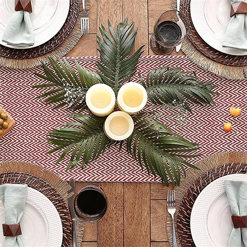 2022 hot selling hand-woven fringed tablecloth Bohemian striped coffee tablecloth