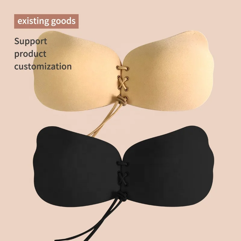 Lala Goddess Front Strap Seamless Strapless Bra Gather Push Up Lightweight Adhesive Silicone Nipple Covers For Women Reusable