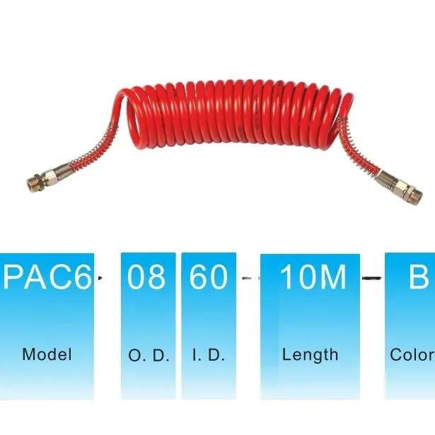 Red color PA tube PA Coiled Air Hose PA coiling tube