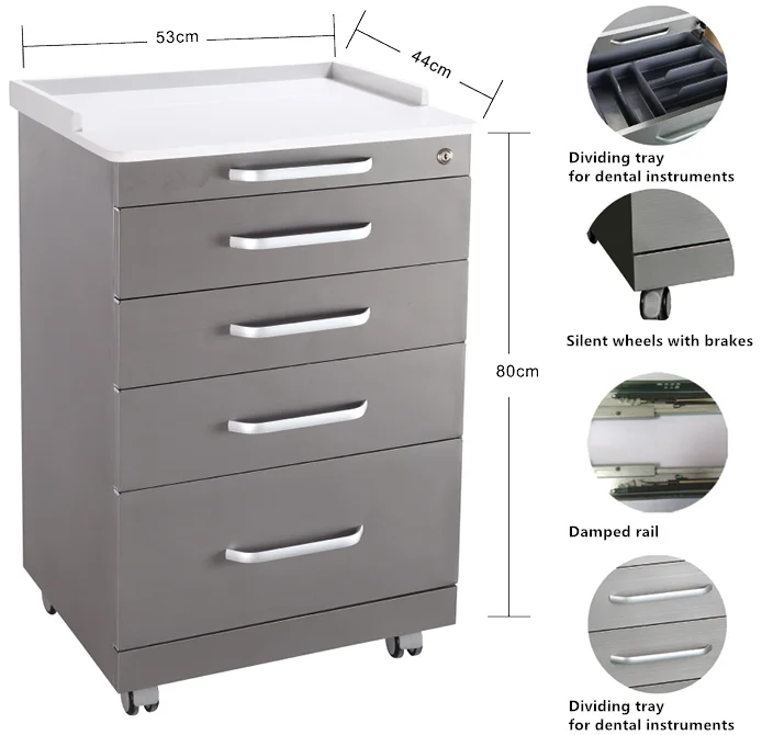 5 Drawers Stainless Steel Dental Clinic Medicine Instruments Operating Cabinet Price
