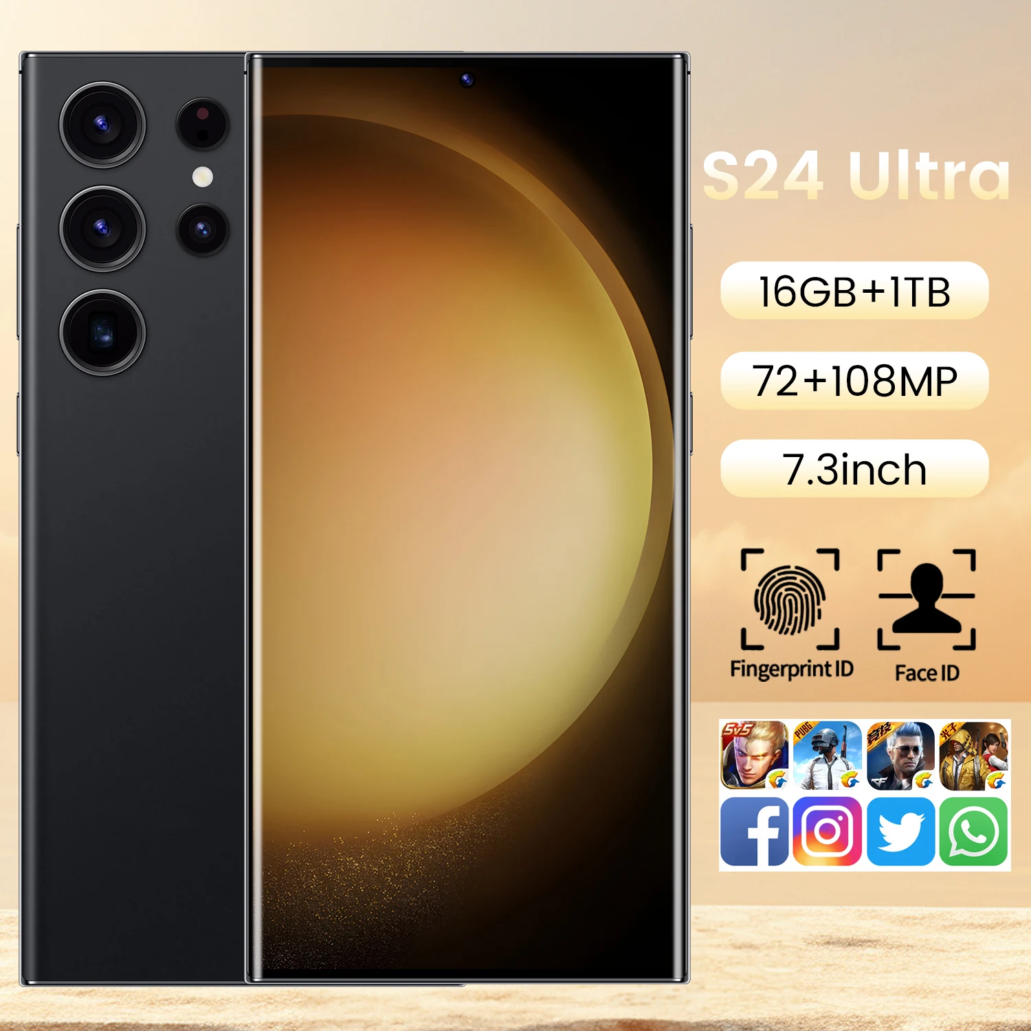 Original Unlocked S23 5g Smartphone 7.2 inch Full Screen 16GB+1TB Android Mobile Phones With Face ID Cell Phone