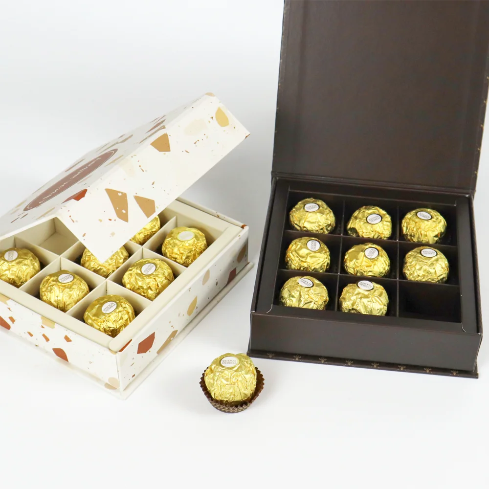 new trend 4 cavity chocolate boxes reusable luxury design biodegradable chocolate truffle box gift packaging 9 grid box