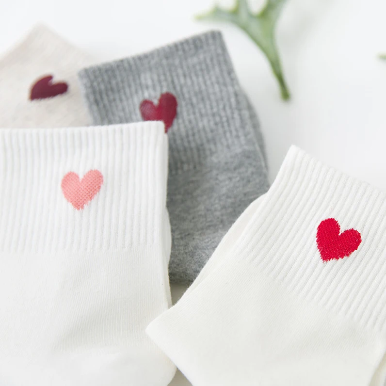 Cute Cotton Crew Funny Aesthetic Novelty Colorful Comfortable Warm Heart Ankle Socks Summer Women Teens Girls Socks