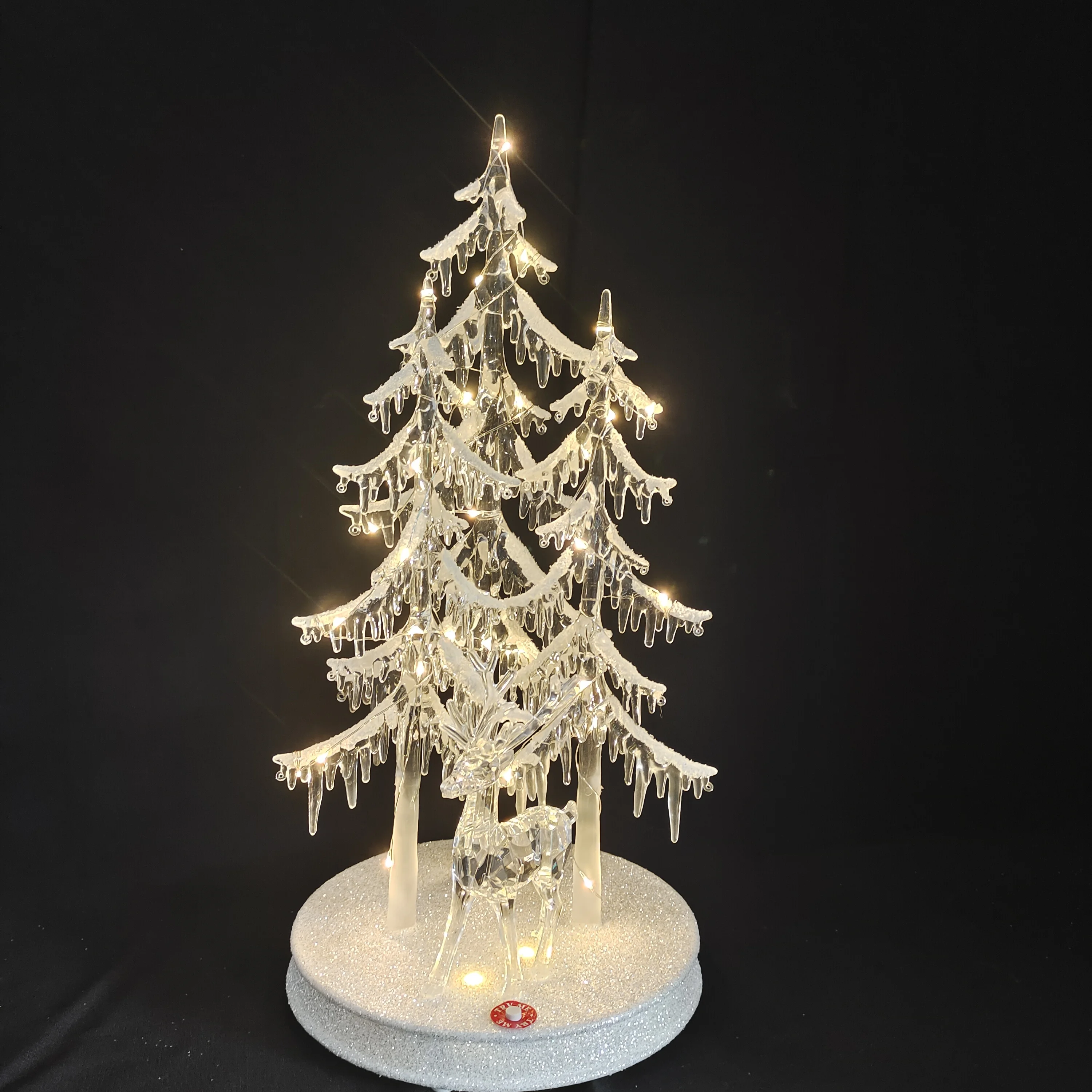 2024 новый товар Красный Розовый Блестящий порошок акриловая новогодняя елка со светом для рождественских украшений