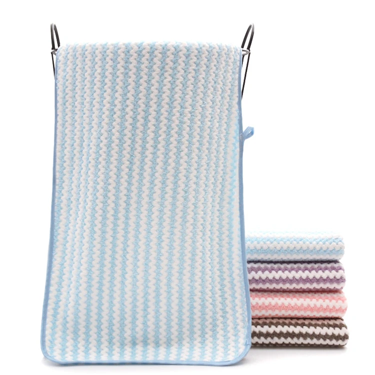 
Double Color Striped Soft Coral Fleece Towel Microfiber Face Towel 