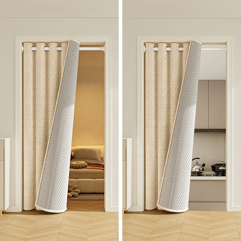 Custom winter bedroom curtains for shade and windproof warm thickened cotton door curtains