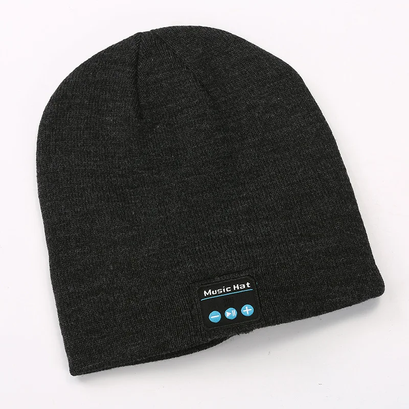 Manufactory Wholesale custom Winter USB Rechargeable Music Headset Warm Knitting Beanie Hat knitted caps Bluetooth music cap