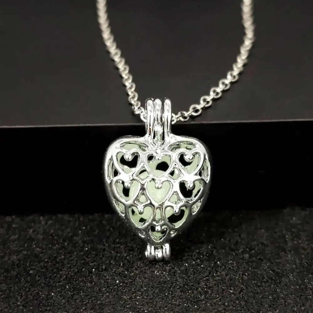 2312 new fashion hollow love lovers luminous necklace   multi-color Halloween pendant