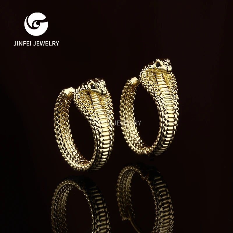 Hot Sale Wholesale Women Jewelry Exotic Style Metal Material Snake shape Plated Gold Earrings