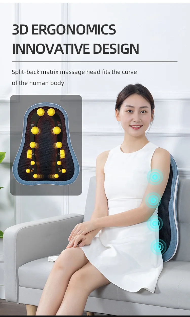 Health care amazon best selling korea heated tourmaline compress heating massage car seat cushion mat body massage