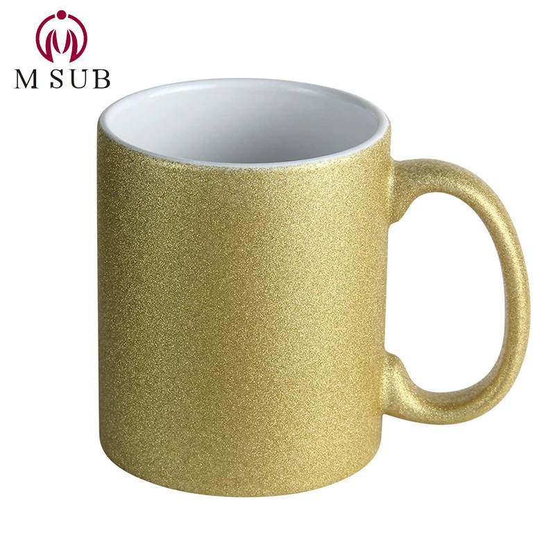 
11oz custom gold coffee mug sublimation glitter mugs 