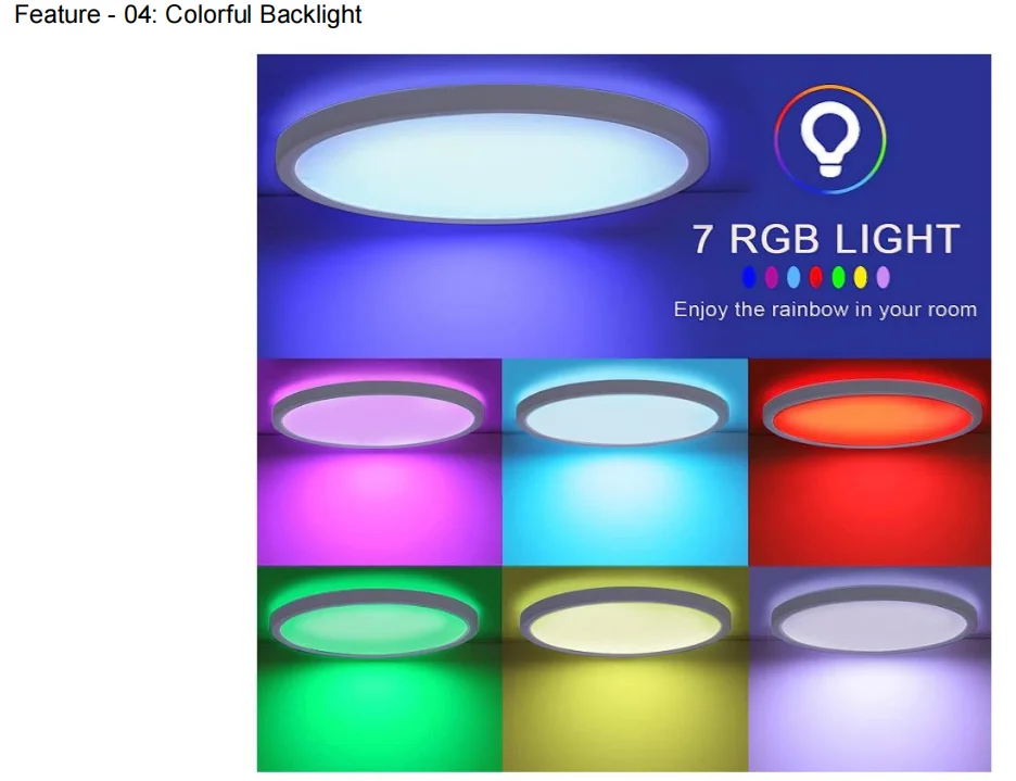 2.4G Bluetooth LED Ceiling Light 12inch Flush Panel with 2000K-6000K 24W Shape Home Office IP44 Rated Remote Control