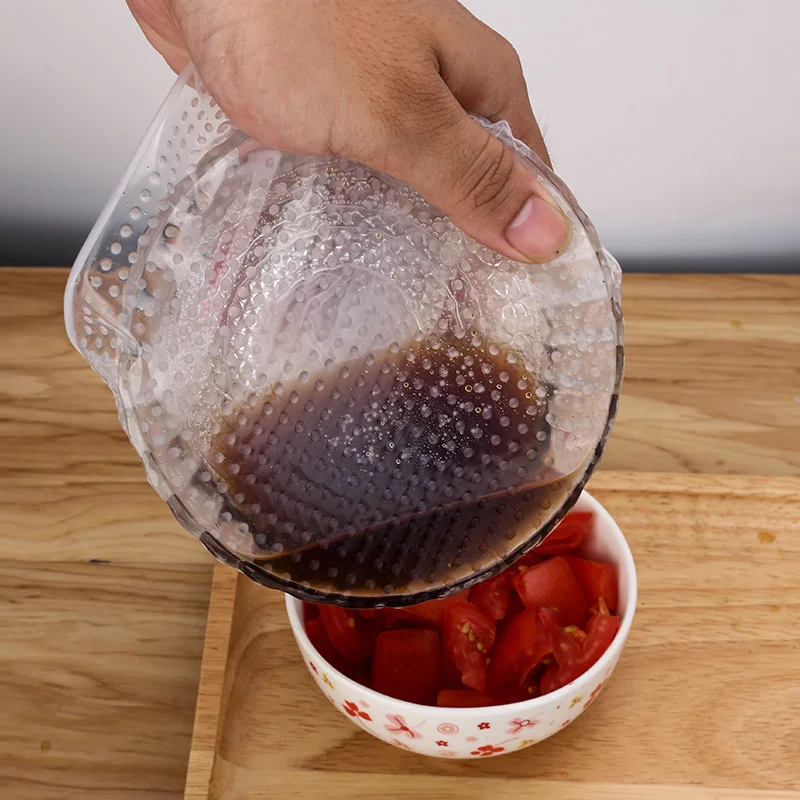 Food grade reusable elastic silicone stretch lids silicone wrap cover for food storage