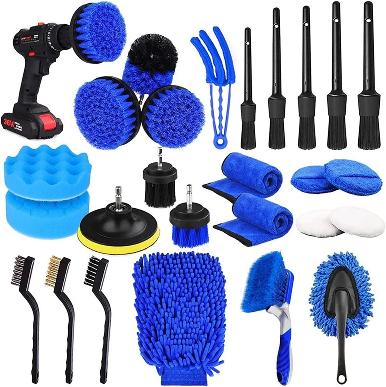 27pcs Car Detailing Brush Set Kit Car Detailing Windshield Brushes Cleaning Kit Car  Cleaning Tool
