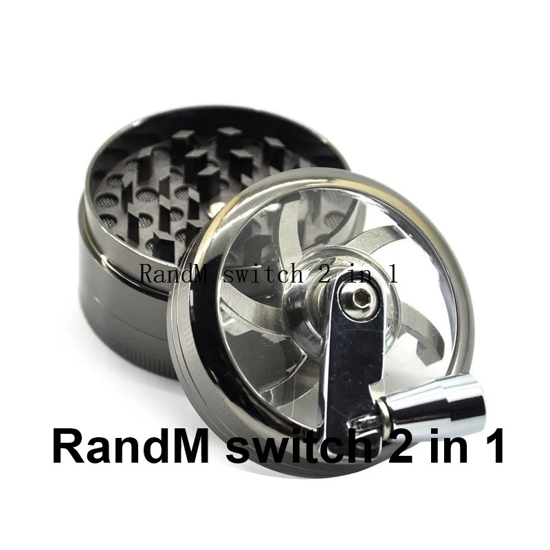 RandM Zinc Alloy switch 4 Layers  Metal Herb Grinder with 6 colors 2 in 1 metal gift box Wholesale Hand Grinder