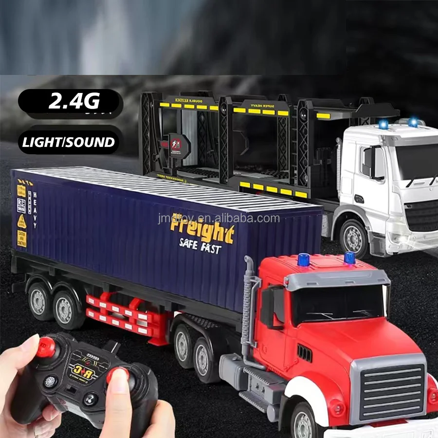 1/24 2.4G RC Car Trucks Remote Control and Trailer Rc Container  Metal Diecast Model Boys Toy Kids Car