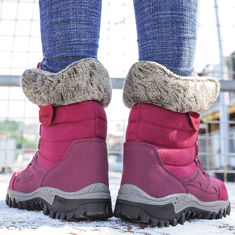  Женские ботинки Нескользящие Водонепроницаемые зимние ботильоны для снега Женская зимняя обувь на платформе с толстым мехом Botas Mujer боты до