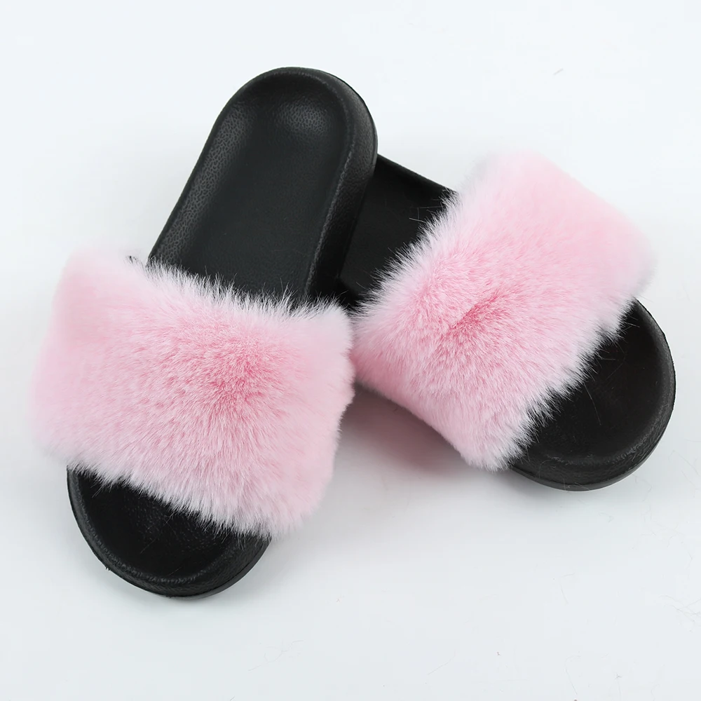 
Wholesale Cheap New Style Furry Slides Double Fur Slides slippers 