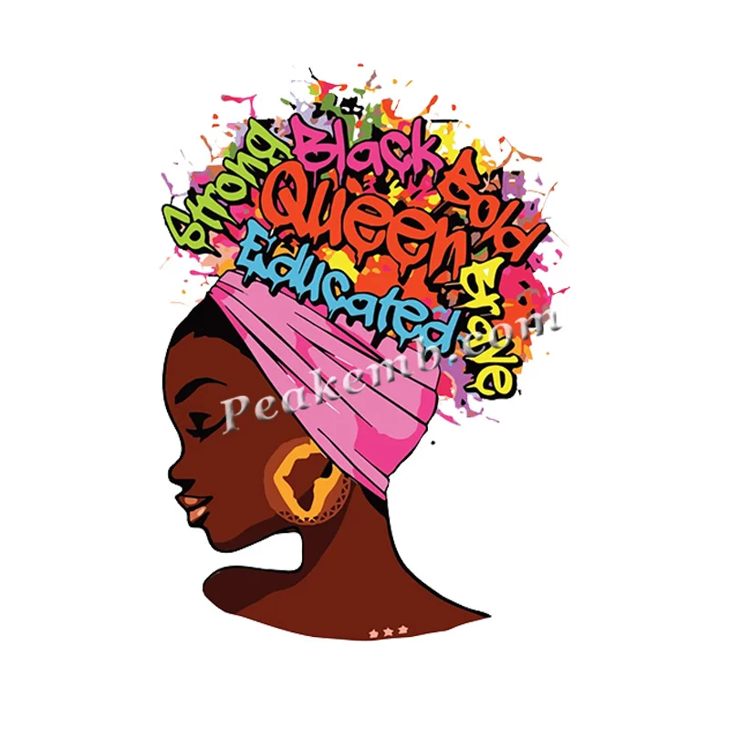 Printing Afro Black Beauty Ebony Girl Classic Vinyl Transfer Direct to Film Black Woman Melanin Girl Dtf Transfer forBlack Queen
