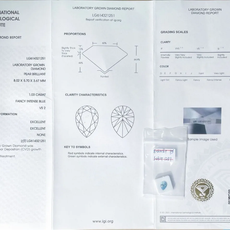 1~3carat wholesale loose synthetic pear fancy shape blue color lab grown diamonds white gold ring usage