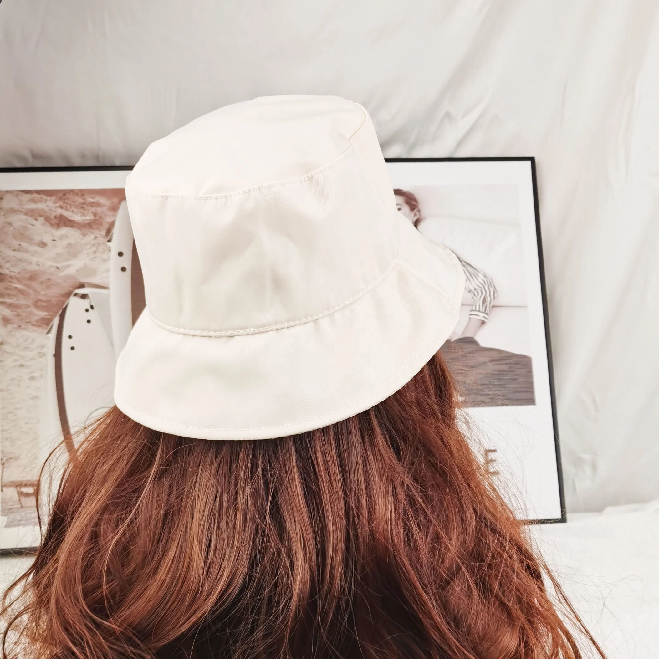 Wholesale Famous Designer Brand Hats Correct Logo P Luxury Bucket Hat White Summer Beach Hat Waterproof Fabric  Fashion luxury