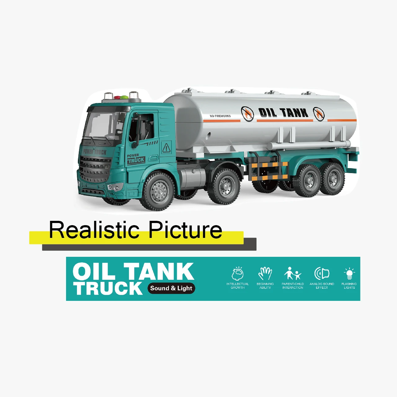 1:16 Unisex Plastic Toy Car Model New Music & Lights Friction Oil Tank Truck for Children