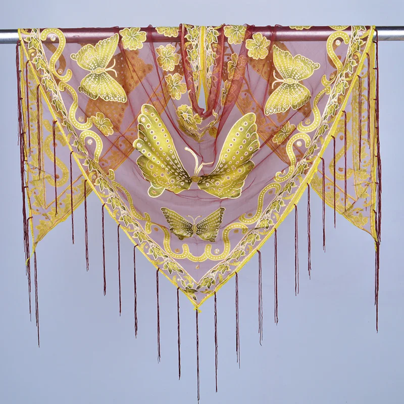 
Womens Lace Hollow Out Tassel Scarves Wrap Shawl Triangle Stole Soft Scarf 