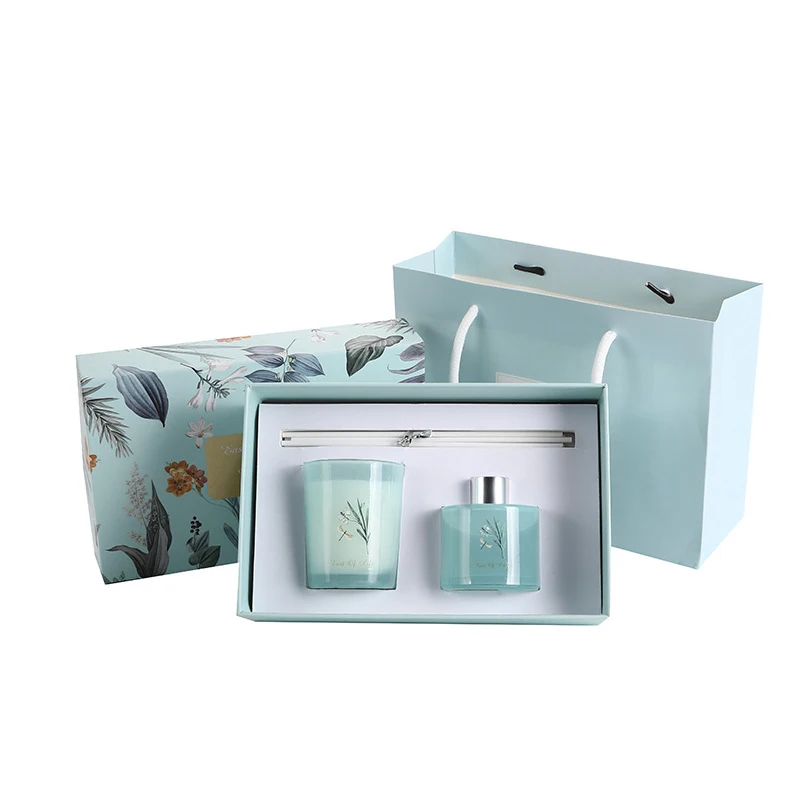 Manufacturer custom soy candles and diffuser set luxury home fragrance reed diffuser gift sets