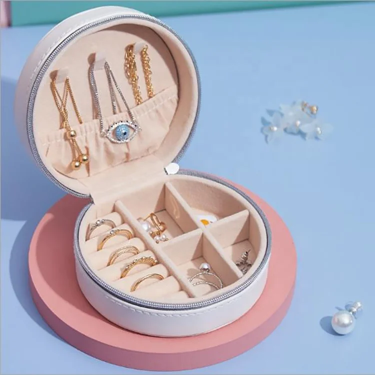 Wholesale Portable Women PU Leather Jewellery Gift Jewlery Storage Packaging Organizer Custom Logo Small Travel Jewelry Box