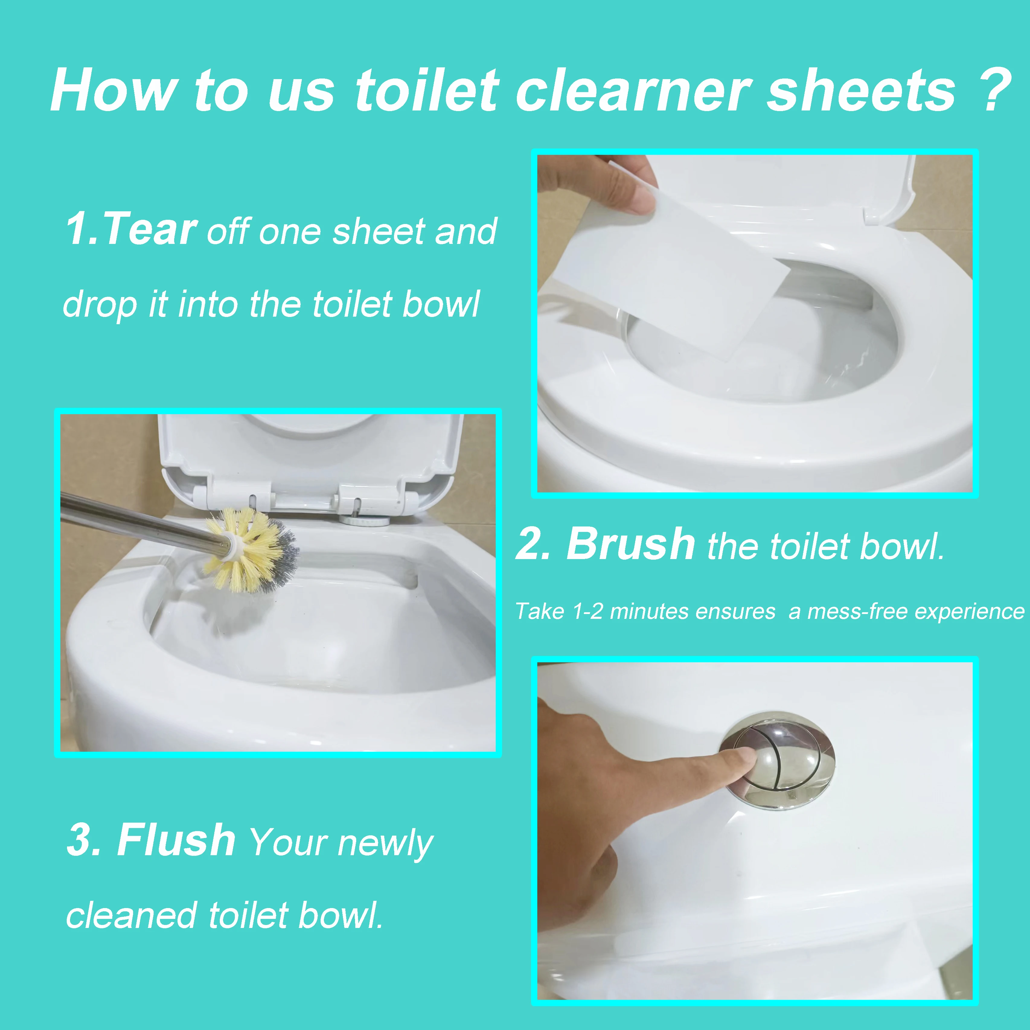Toilet Freshener Strips - Gentle Components & Plastic-Free Package | Easy to Use Cleaner Strips for Sustainable Households