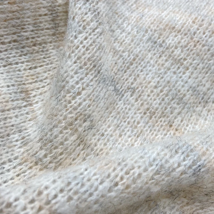 Soft acrylic polyester nylon wool stretch knit coarse needle rib 210GSM brushed hacci fabric for cardigan