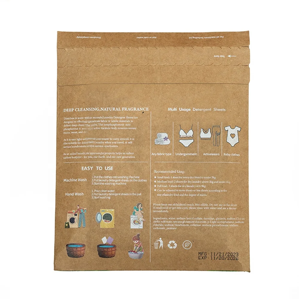 Factory Price Wholesale custom packing eco friendly Laundry Strips Tablet Laundry Laundry Detergent Sheet Strips
