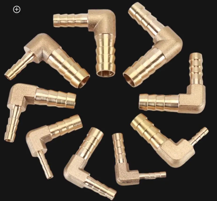 Brass Hose Barb Fitting  barbed ends  90 Degree Elbow Connector L Right Angle Barbed Fitting