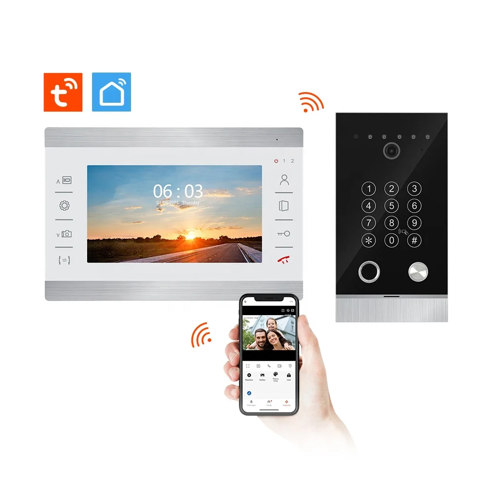 Best Selling Design 4 Wire Door Intercom IP65 Waterproof Doorbell Camera 7 Inch Video Intercom System for Villa