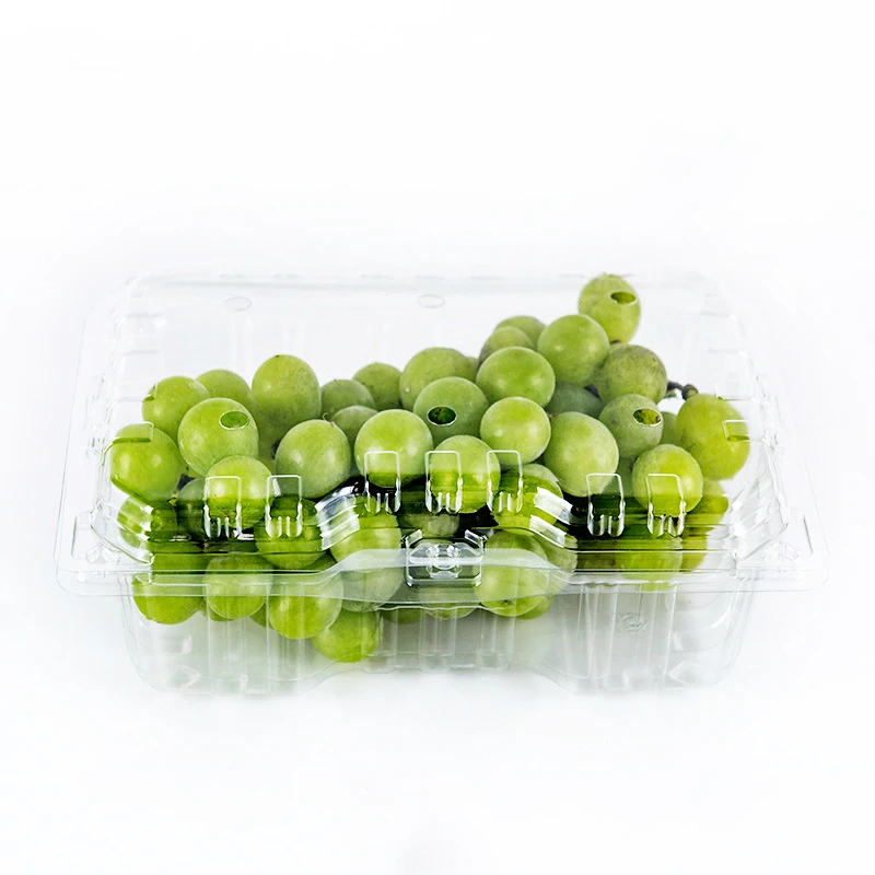 Disposable PET Transparent Clamshell Grape Fruit Packaging Boxes Clear Fruit Plastic Blister fruit hinged container