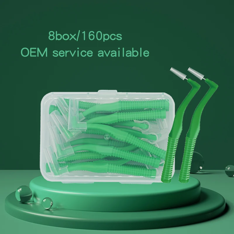 Лидер продаж, межзубная щетка, пластиковый производитель, L-образные ортодонтические скобы, фабричные стоматологические рекламные подарки, 160 шт., 0,8 мм