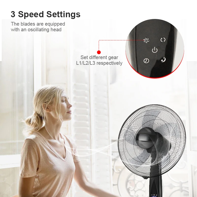 Selling Vertical Multifunctional Home Electronic Stand Fan 50W Air Cooling Pedestal Fan High Speed