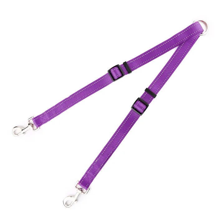 Custom Heavy duty Adjustable Smart Reflective Slip Dog leash  Nylon Luxury Designer Double Dog leash