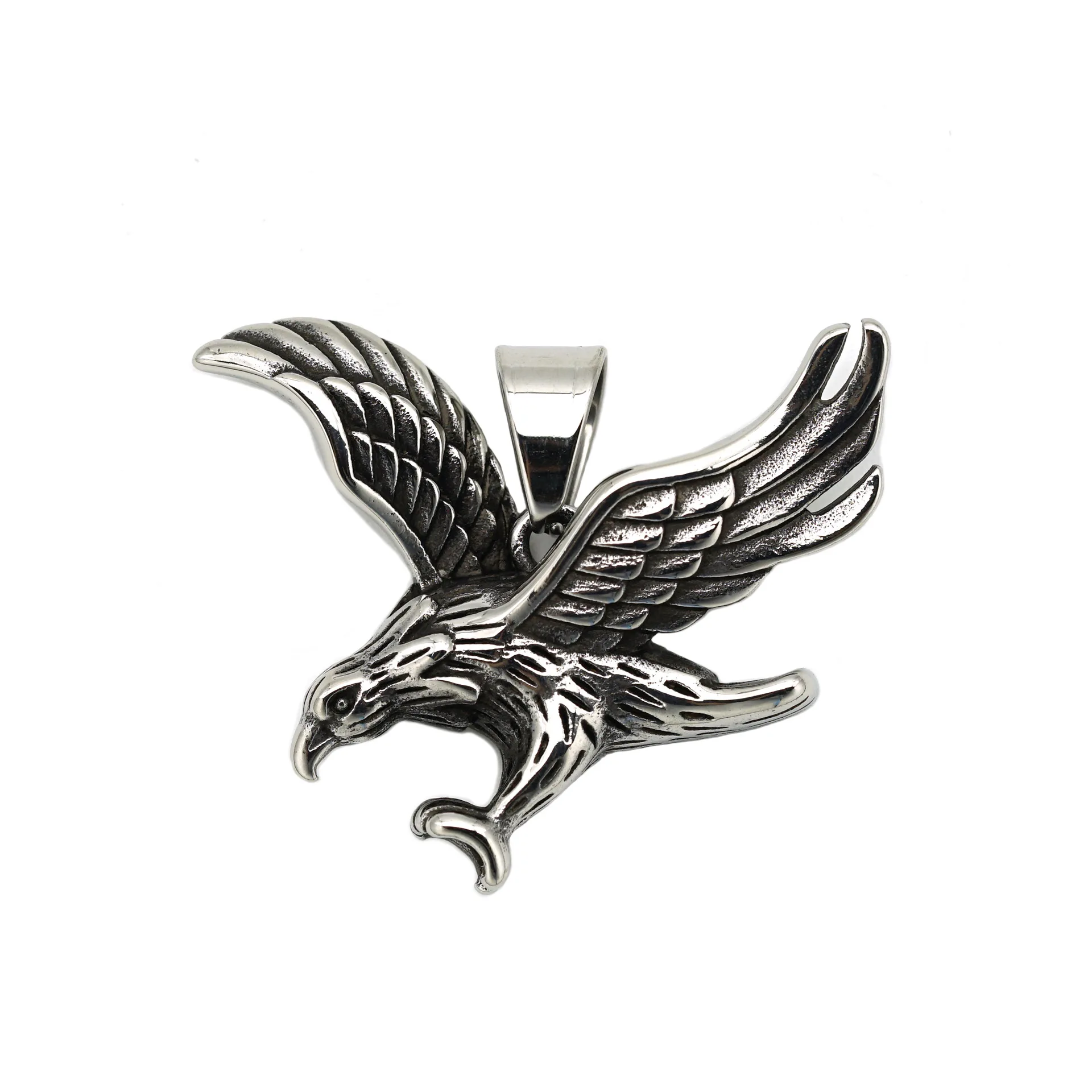 Wholesale Stainless Steel Winged Eagle Pendant Necklace Wild Animal Hawk Pendants