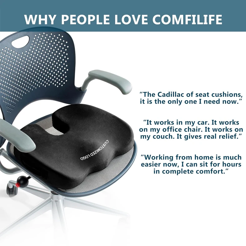 Ergonomics Gel Enhanced Seat Cushion Pillow Office Chair Pad Coccyx Orthopedic Memory Foam Car Seat Cushion for Tailbone Pain