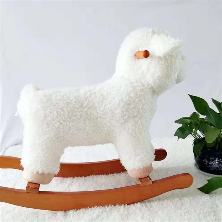 Outdoor Spring Plush Toy Baby Rocking Horse With Wheels