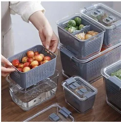 Fridge Organizer Container Set Keep Vegetables Fresh, Three Sizes Container Plastic Food Box Pantry Storage Organizer with Lid