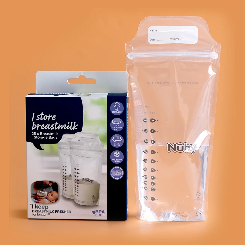  Custom double ziplock pre-sterilized 200ml breast milk storage bags 50 pcs breastfeeding
