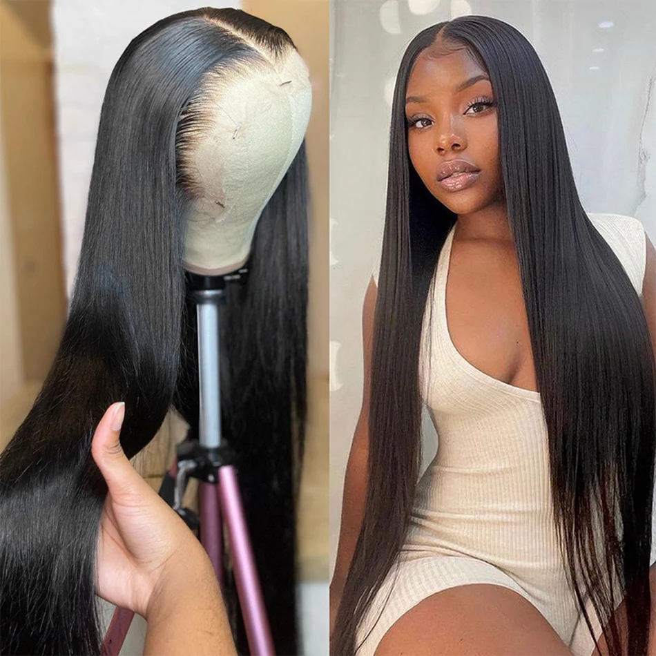 Transparent 13x6 Lace Front Wig With Baby Hair Straight 40 Inch Human Hair Wig Cuticle Aligned Brazilian Virgin Human Hair Wig