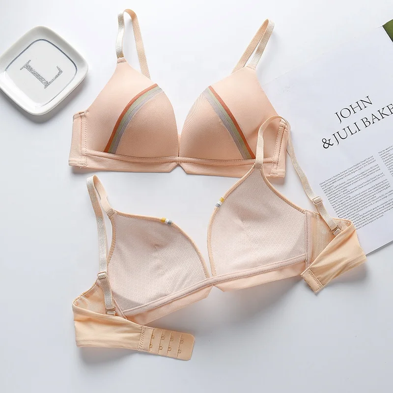 
New Style Ladies Under Garments Stripe Wireless Thin Cup Sexy Women Bras 