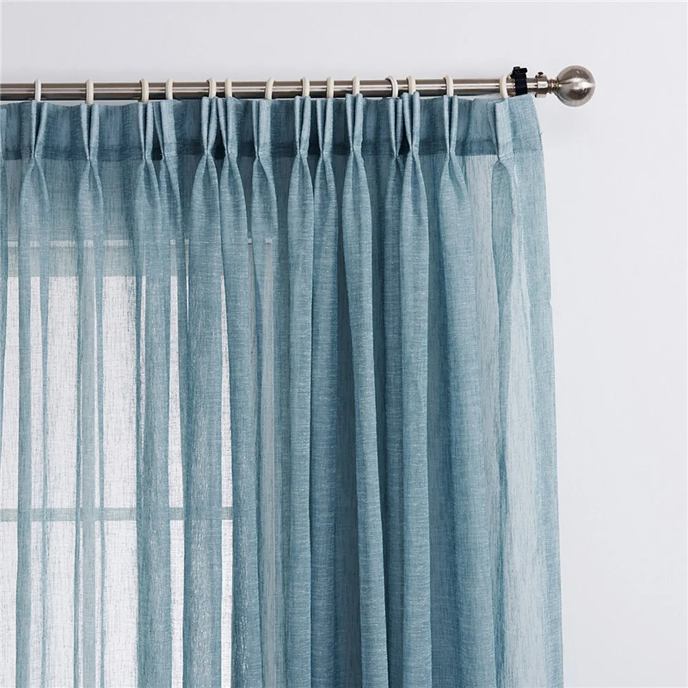 New modern hot nice solid linen sheer curtain many colors solid window thick home hotel cafe voile curtain